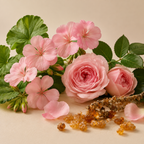 The botanicals of Sacred Balance: Geranium, Frankincense, and Rose